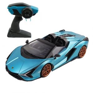 TURBO CHALLENGE - Lamborghini Sian - RC Prestige - 1/16-098852 - Voiture T&eacute;l&eacute;command&eacute;e - Bleu - Piles Non Incluses - Plastique - Jouet Enfant - Cadeau - &Agrave; Partir de 6 Ans