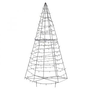 Sapin de Noël lumineux solaire - LED multicolores, 8 effets, structure conique métal - extérieur - 210 cm - Noir