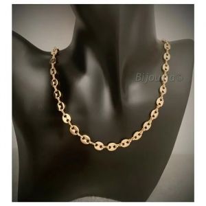 Cha&icirc;ne - Bijouxia - 50 Cm X 6,5 Mm - Plaqu&eacute; Or 18 Carats - Longue Tenue - Poin&ccedil;onn&eacute;