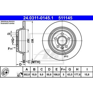 ATE Jeu de 2 disques de frein 24.0311-0145.1