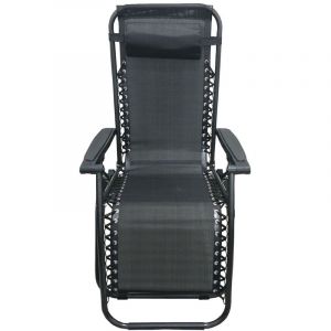 Fauteuil relax de jardin pliable Aruba - Gris fonc&eacute; - TOILINUX