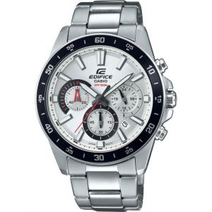 Casio Montre EFV-570D-7AVUEF - Edifice Chronographe Multifonction Acier Argent&eacute; Lunette Noire Homme