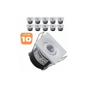Horoz Electric Lot de 10 minis spots led silvia 1W orientable carré blanc