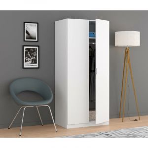 Alter Armoire à deux portes, couleur blanche, Dimensions 81,5 x 180 x 52 cm