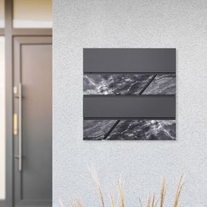 ML-Design Boîte aux Lettres Murale 37x36,5x11 cm, Anthracite/ Imitation Marbre Noir,