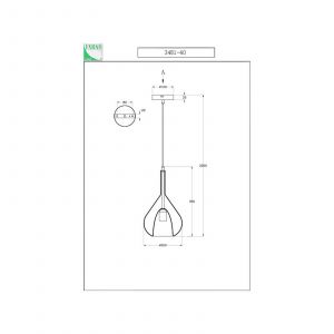 Lustre suspension LED Lila en métal et verre borosilicate Bleu transparent 3481-40-244 Fabas Luce