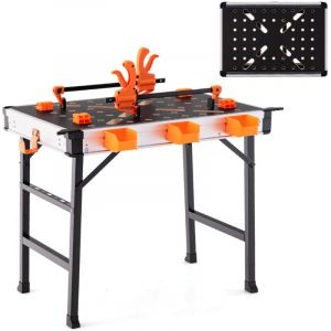 Établi pliable avec 2 pinces et 4 serrages table de travail portable avec 3 boîtes à outils banc de menuiserie charge 454 kg pour garage orange 20_0009707