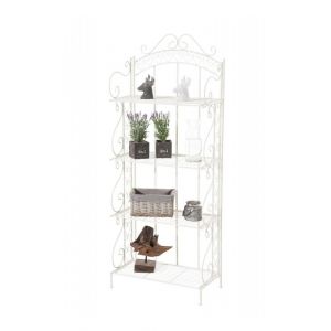 D&eacute;coshop26 Etag&egrave;re pour plantes 4 niveaux en fer 153x61x33 cm blanc