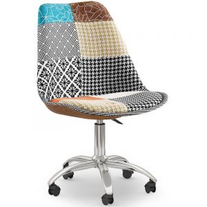 Chaise De Bureau Pivotante - Tissu Patchwork - Patty Multicolore