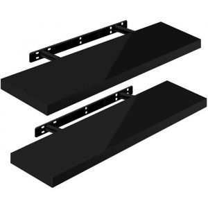 Woltu - 2 x Étagère Murale, Tablette Murale Panneau de Bois, Étagère Flottante, Étagère à Livres, 80x22, 9x3, 8cm, Nior RG9480sz-2