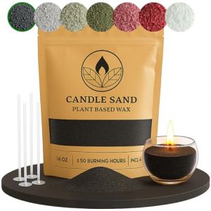 Comforder Sable de bougie parfumé et mèche - Granulés de cire aromatique - 400 + 4 mèches de bougie (noir musc)