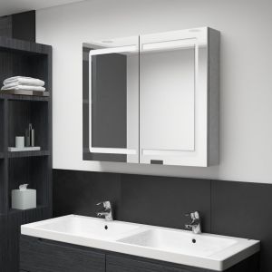 Image de VidaXL Armoire de salle de bain à miroir LED Gris béton 80x12x68 cm