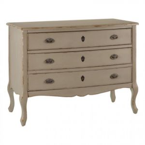 Image de Tousmesmeubles Commode 3 tiroirs Bois Crème AIMEE N°2