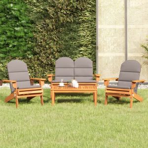 VidaXL Ensemble de salon de jardin Adirondack 4 pcs bois acacia solide Grey