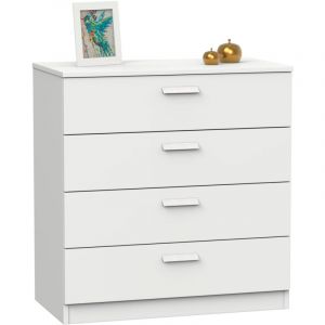 Nova Commode Chambre, Chiffonnier Meuble de Rangement avec 4 Tiroirs, 78x74x40 cm Blanc - Briebe