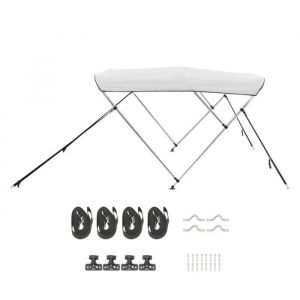 Bimini Pour Bateau À 3 Arceaux-Duoku-182 X 117 X 216-228 Cm-Taud De Soleil Avec Cadre En Alliage D'aluminium-Toile En Polyester
