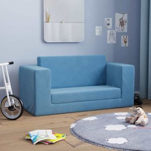 Image de VidaXL Canap&eacute;-lit pour enfants 2 places bleu peluche douce