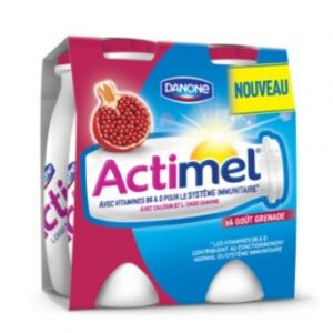 Danone Actimel - Boisson au lait ferment&eacute;, go&ucirc;t grenade - Les 4 pots de 100g