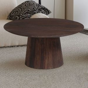 Rousseau Table basse ronde 80x80x38 cm en manguier marron foncé - maguel