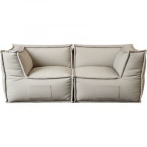 Canap&eacute; modulable 2 places en effet lin BANANAIR 90x180 cm beige
