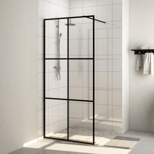 VidaXL Paroi de douche avec verre ESG transparent 100x195 cm Noir - Transparent