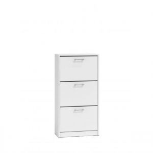 Fano - Meuble à chaussures style moderne - 116x60x28 cm - Rangement chaussures 3 portes 6 niches - Meuble d'éntrée Blanc