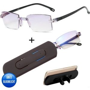 Shine Lunettes d'ordinateur Anti Blue Light 4.00 - Lunettes d'affichage multifocales - Lunettes de lecture pour femmes et hommes - Accessoires inclus