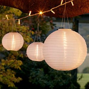 Lights4Fun Lot de 6 Lampions Chinois Solaires Blancs à LED Blanc Chaud par