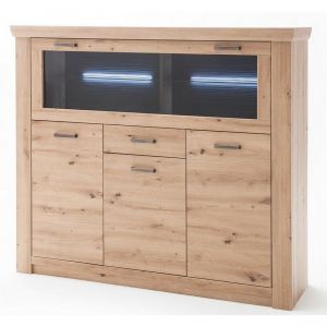 Pegane Vaisselier coloris chêne poutre - Longueur 164 x Hauteur 146 x Profondeur 45 cm