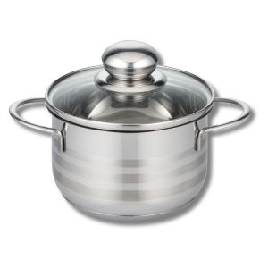 Elo 221226 Faitout inox à induction, Faitout inox, Marmite en inox de 12 cm, Faitout avec couvercle en verre, Acier inoxydable, Verre, 12 cm