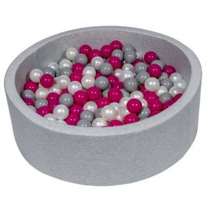 Piscine à balles Aire de jeu + 200 balles perle, rose, gris