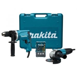 Image de Makita Pack Perceuse à percussion HP1631 (710W) + Meuleuse GA5030R (125mm) DK0050X1 en coffret