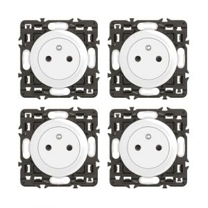 Legrand Prise Electrique Murale avec Terre Céliane Surface - Prise Affleurante avec Socle Rétractable - Blanc - A compléter avec des plaques de finition - Lot de 4