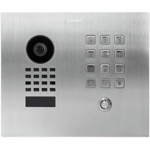 Image de Doorbird D1101KH CFM - Portier vidéo IP avec 1 bouton d'appel et clavier à code - Encastrable - Argent