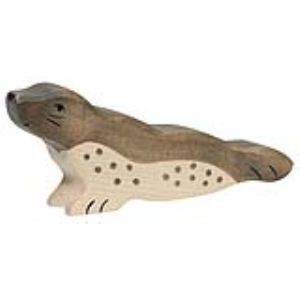 Holztiger Figurine Phoque tête haute en bois