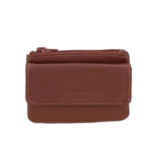 Arthur & Aston Portes-monnaie zippe cognac en cuir