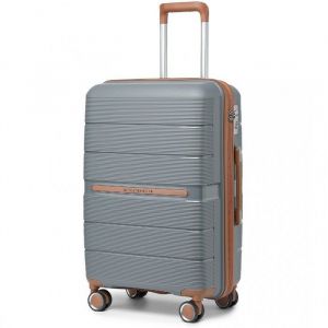 Valise Grande Taille 76x50x31cm Valise de Voyage Trolley en Polypropylène Valise de Voyage à 4 roulettes et Serrure TSA, Gris