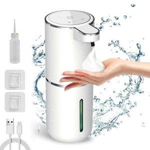 Basetbl - Distributeur savon automatique 380ml, sans contact, usb rechargeable, IPX5 étanche,4 niveaux, pour cuisine et salle de bain