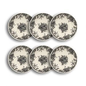 Novastyl Lot de 6 assiettes creuses porcelaine blanc et noir 20,5cm