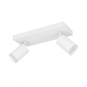 Eglo Connect.z Lampe LED Melitello-Z, 2 spots, ZigBee, Matter, app et commande vocale Alexa, blanc chaud-froid, RGB, dimmable, plafonnier blanc