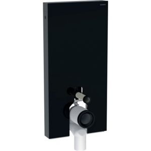 Image de Geberit Panneau sanitaire Monolith WC au sol verre noir/aluminium chromé noir 101 cm