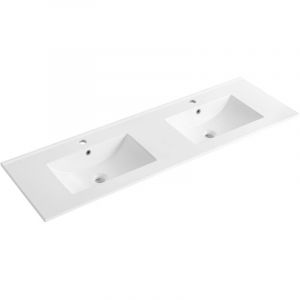 Vasque &agrave; encastrer blanche rectangle en c&eacute;ramique - 151 x 46,5 cm - MOTIAC