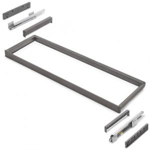 Emuca Cadre avec glissières sortie totale pour armoire Quartz - titane - 812 - 838 mm
