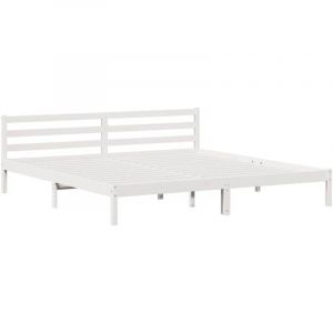 VidaXL Lit avec Tête de Lit Blanc 200x220 cm en Bois Massif Pin