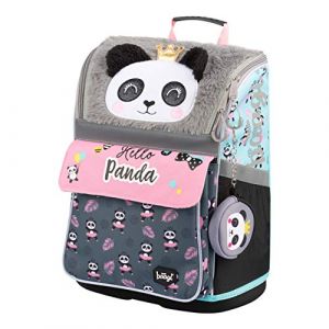 Baagl Cartable Fille pour 1ère classe - Sac d'école ergonomique avec sangle de poitrine - Cartable Tornister, Panda