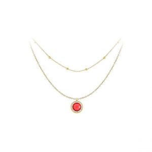 Collier Femme So Charm - B2126-ROUGE+B2370-DORE - Collier Mode Dor&eacute;