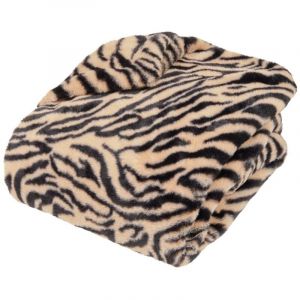 Atmosphera Plaid fausse fourrure imprimé Orana noir 160x120cm créateur d'intérieur