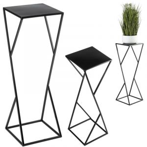 HowHomely Support de fleurs en m&eacute;tal - 70 x 24 cm - Solide et minimaliste - Support pour plantes - Noir - Pour la d&eacute;coration de la maison comme salon ou chambre &agrave; coucher