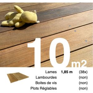 Planches de terrasse bois exotique IPE pour 10 m&sup2;, Longueur 1,85 m.