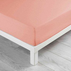 Drap housse coton lavé (140 cm) Linette Rose